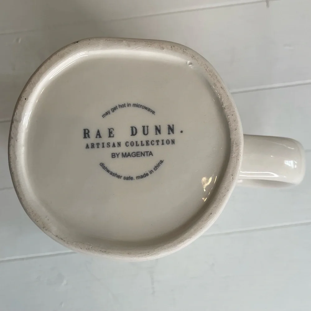 Rae Dunn (SWIM) Ceramic Mug Teal Inside 4 1/2